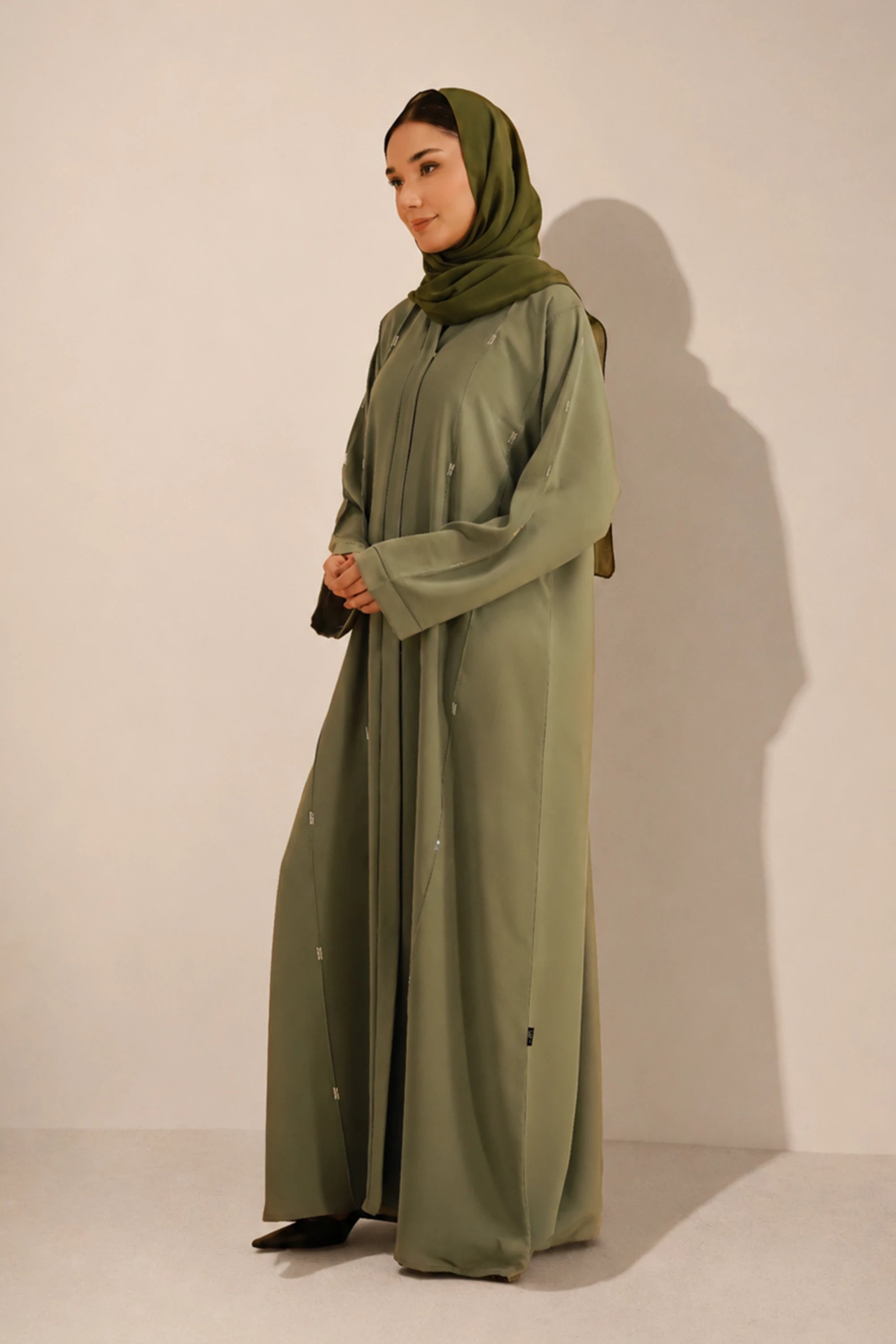 Embellished Abaya Set | Sage Green
