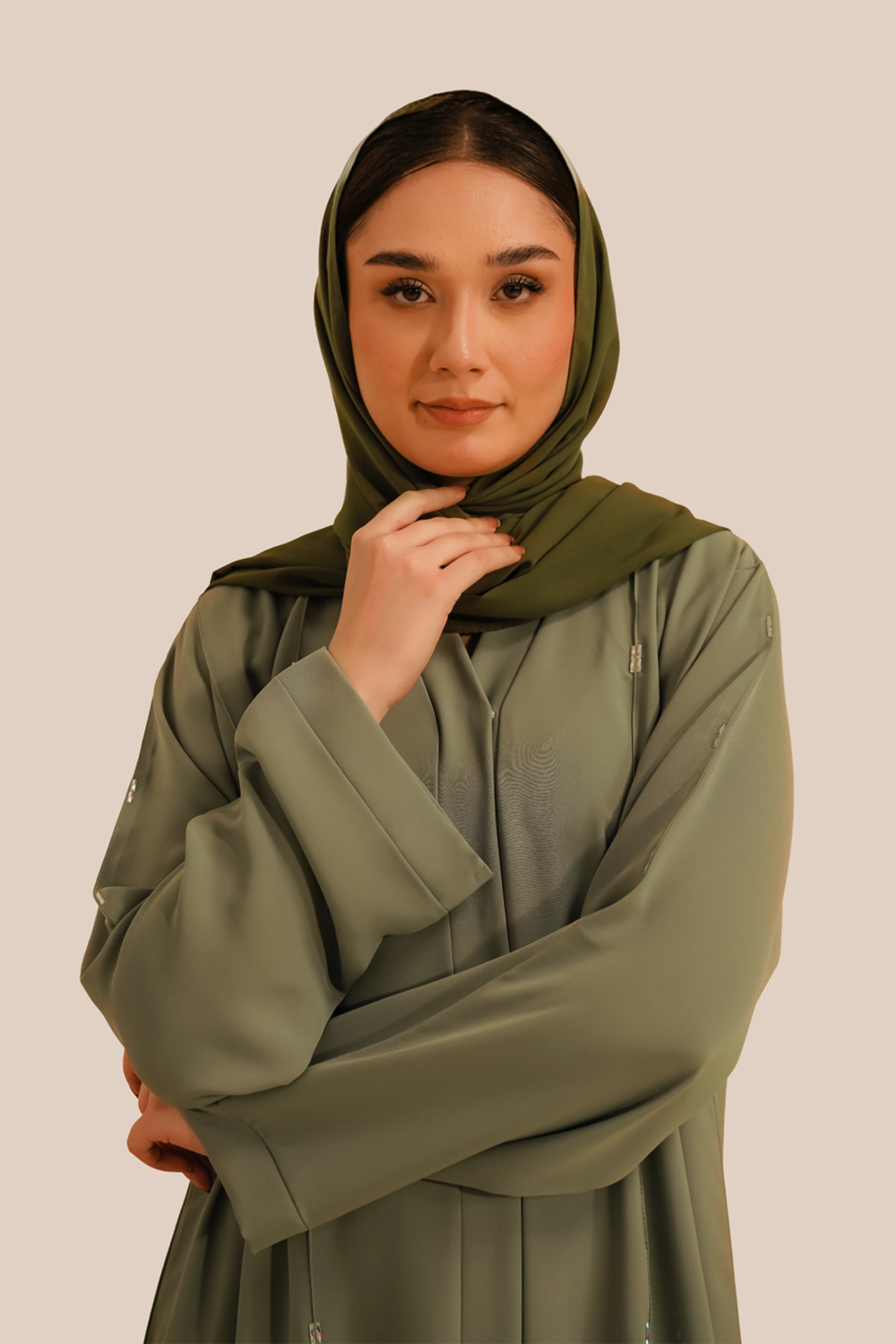 Embellished Abaya Set | Sage Green