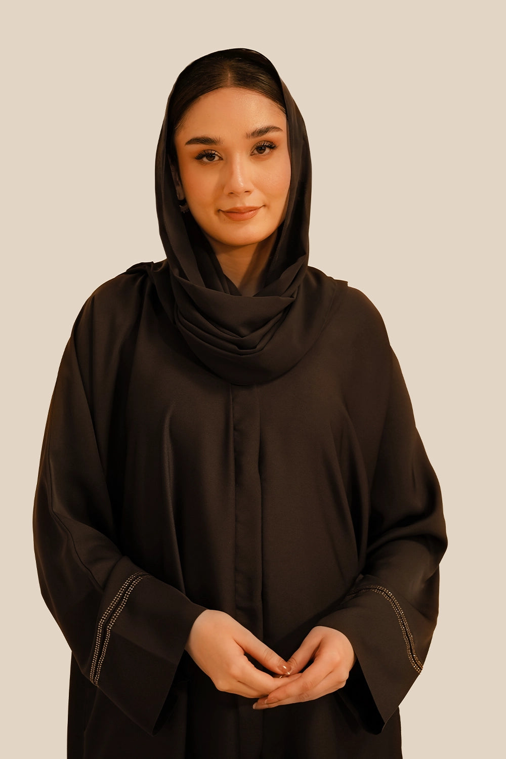 Basic Diamante Abaya Set | Brown