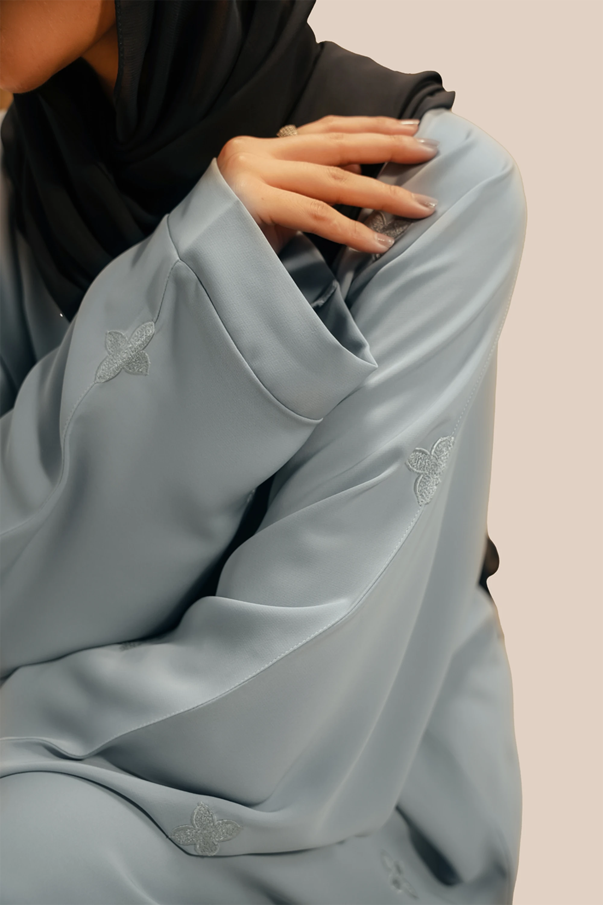 Embroidered Abaya Set | Sky Blue