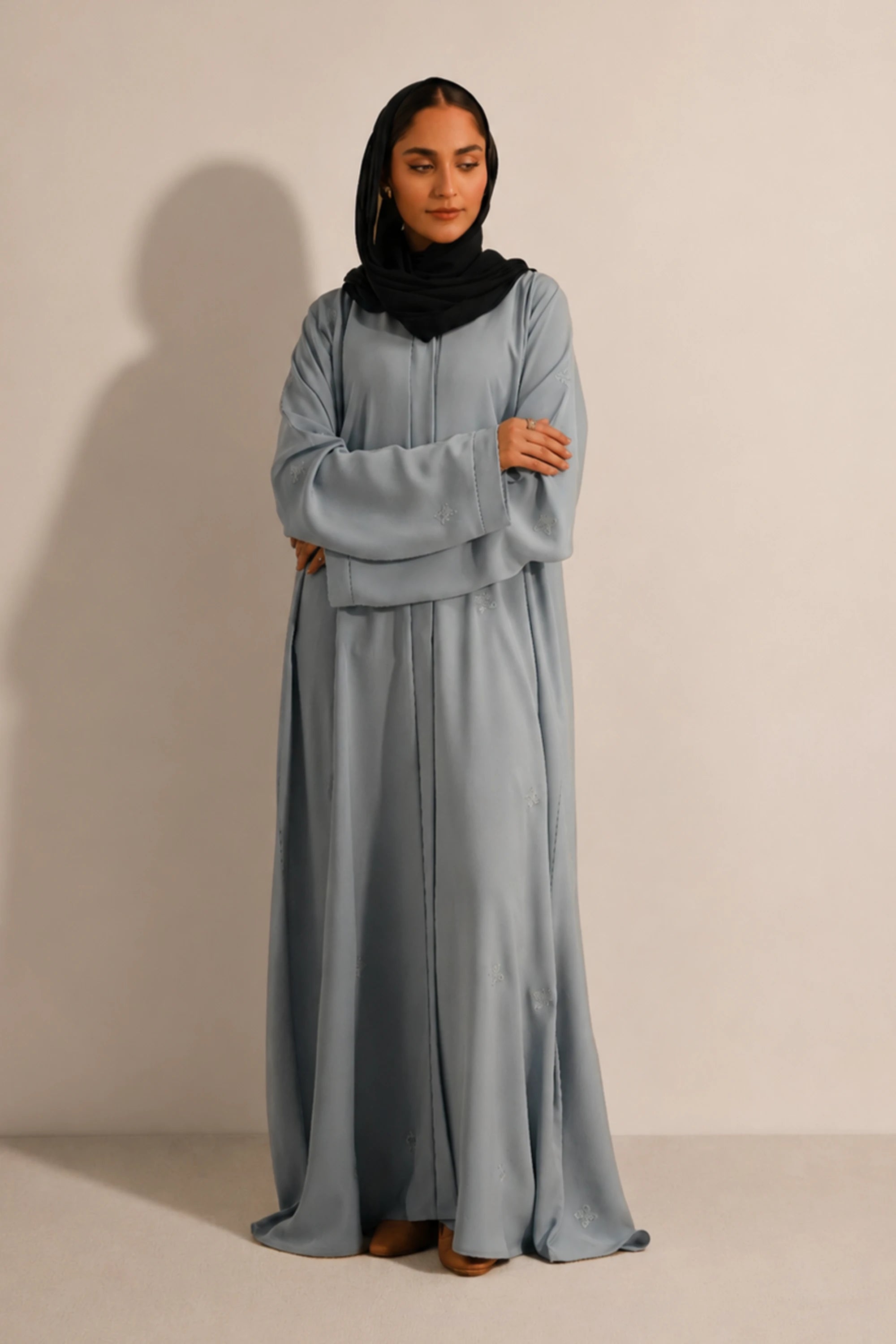 Embroidered Abaya Set | Sky Blue