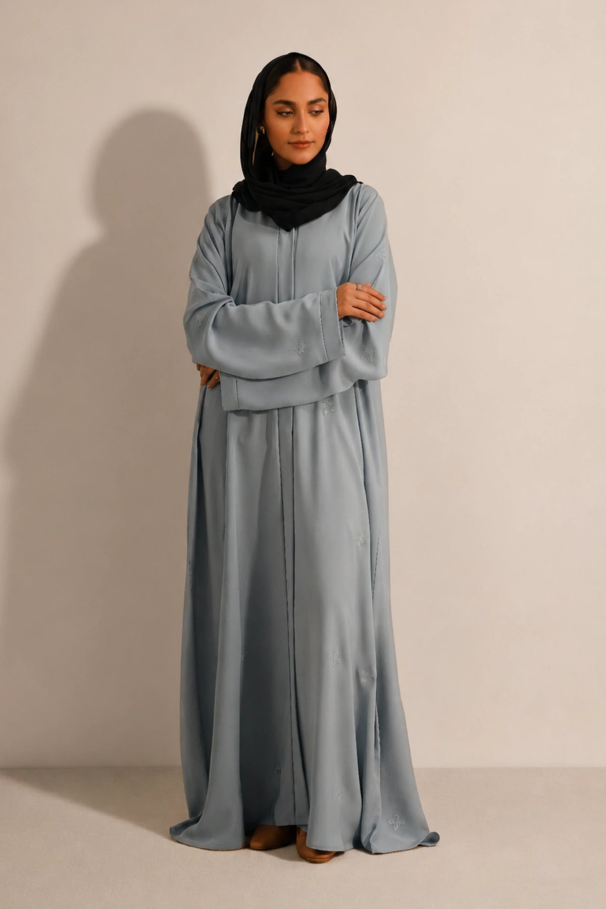 Embroidered Abaya Set | Sky Blue