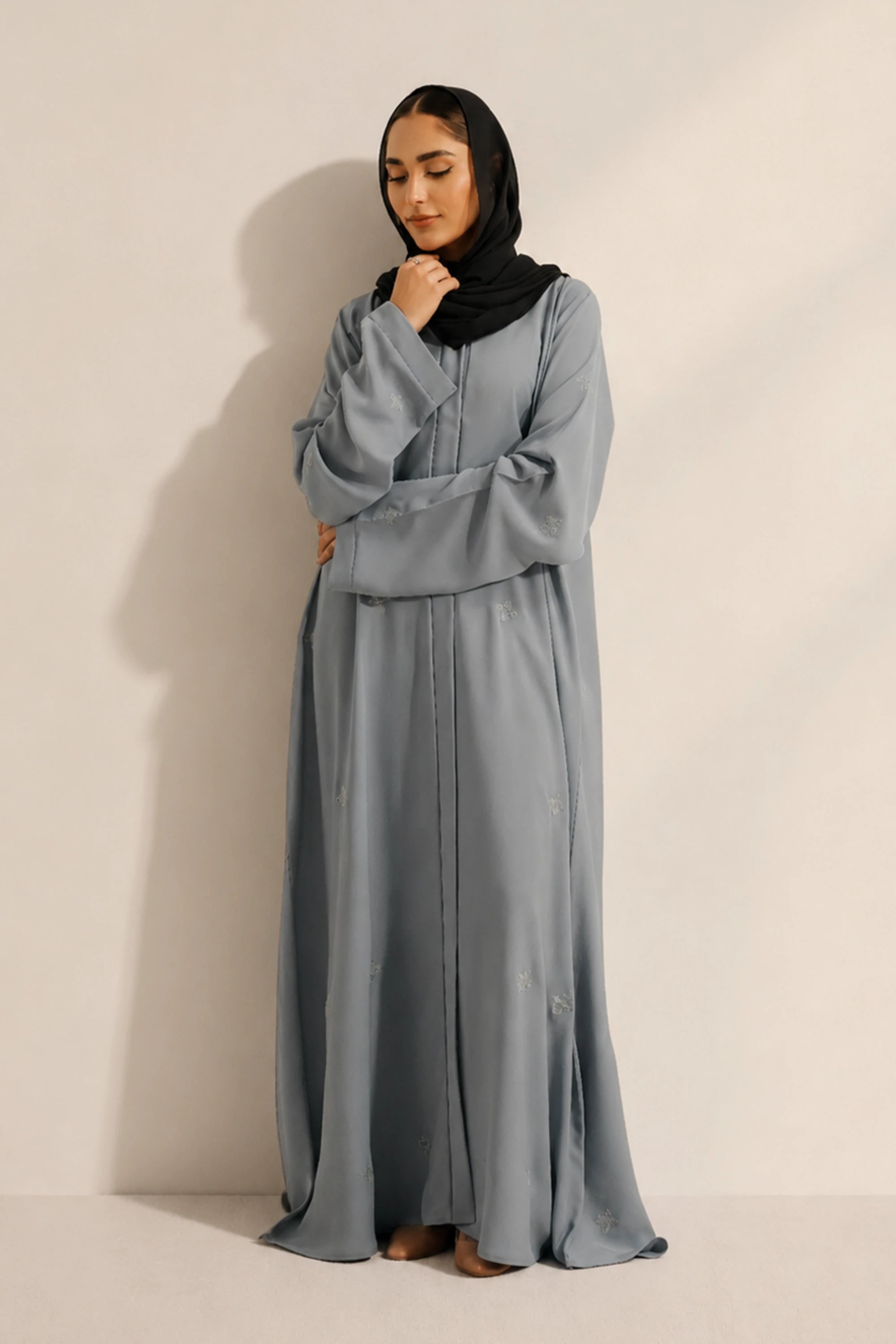 Embroidered Abaya Set | Sky Blue
