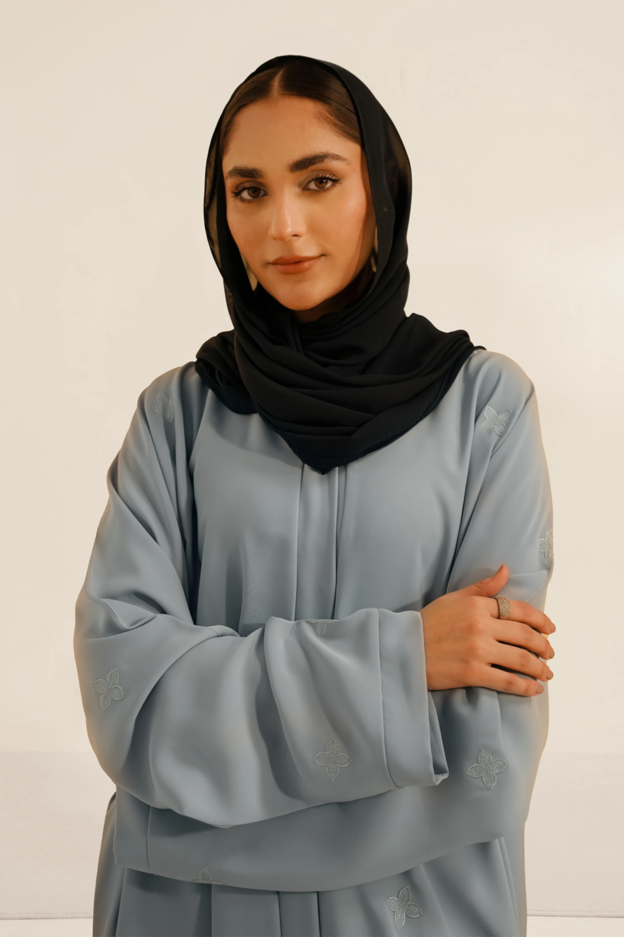 Embroidered Abaya Set | Sky Blue