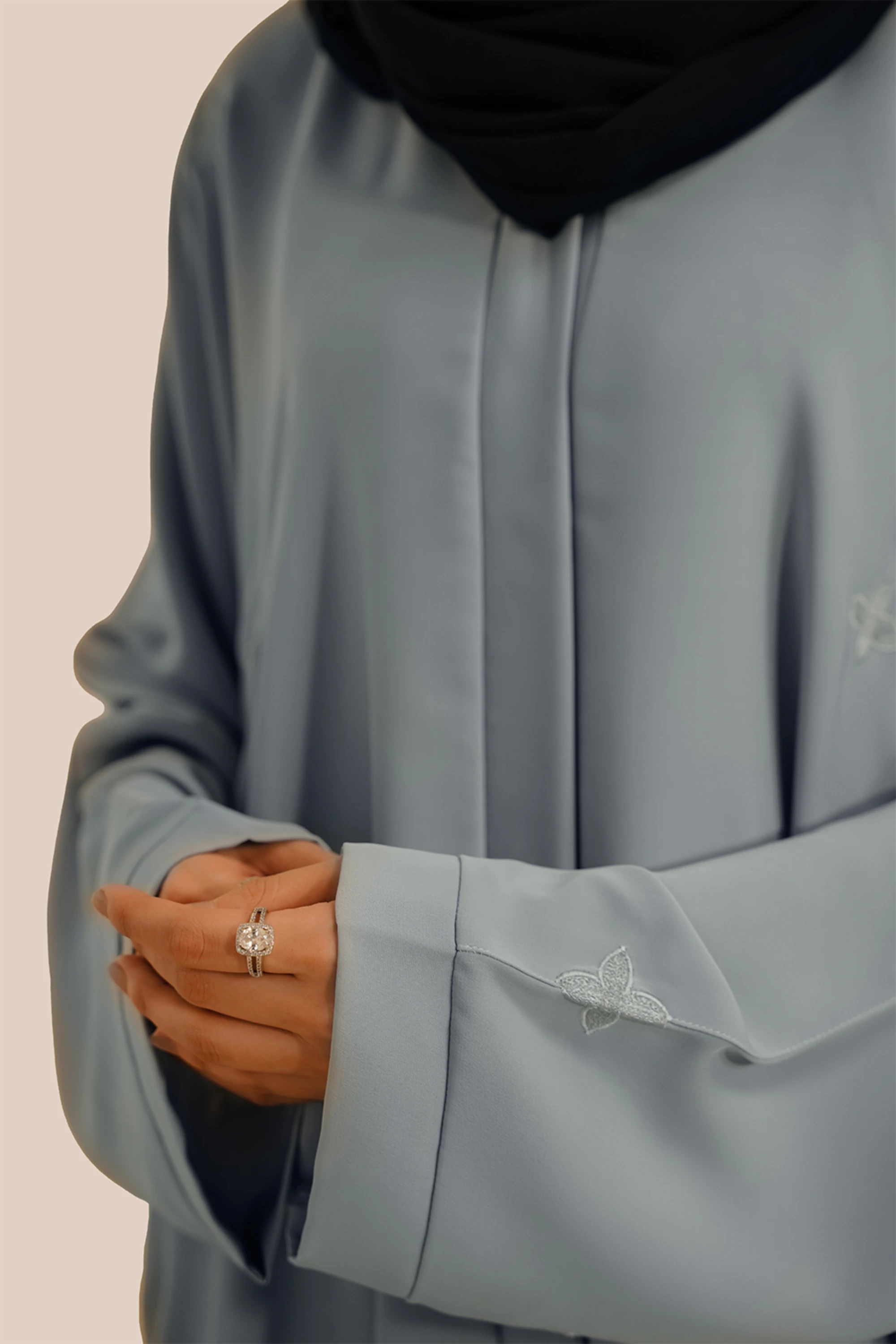 Embroidered Abaya Set | Sky Blue