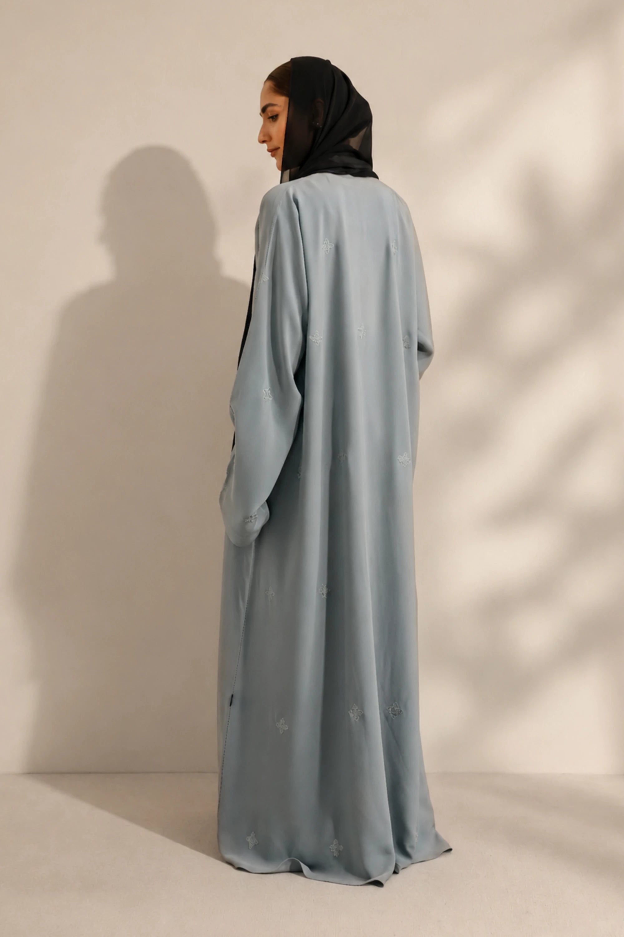 Embroidered Abaya Set | Sky Blue