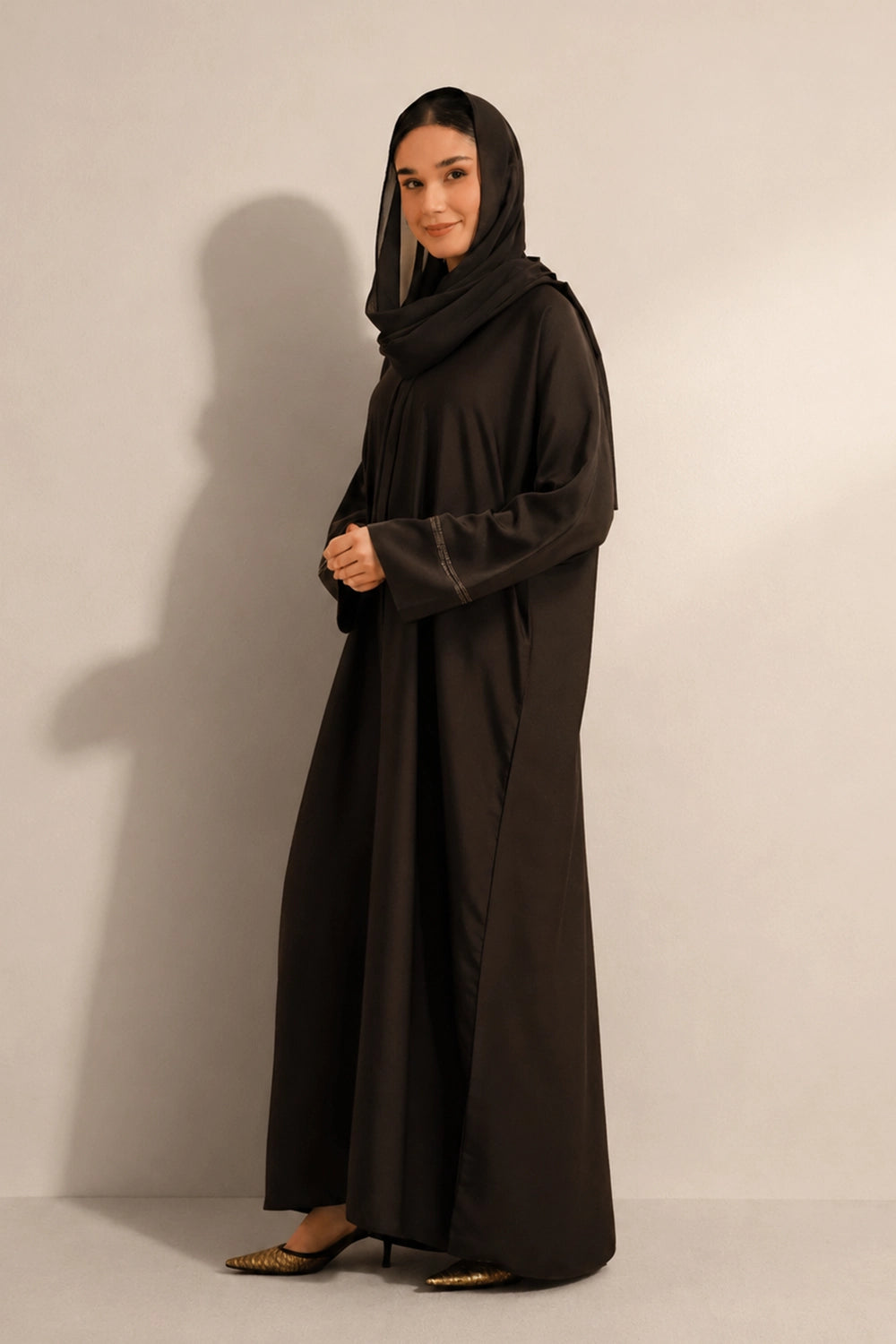 Basic Diamante Abaya Set | Brown