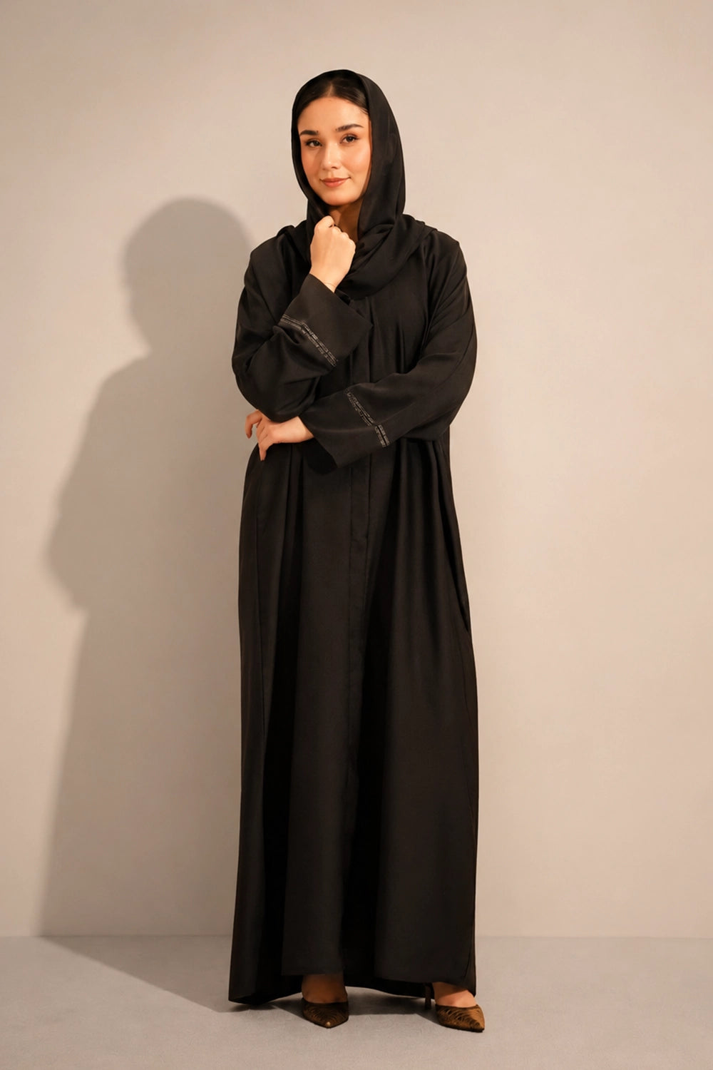 Basic Diamante Abaya Set | Brown