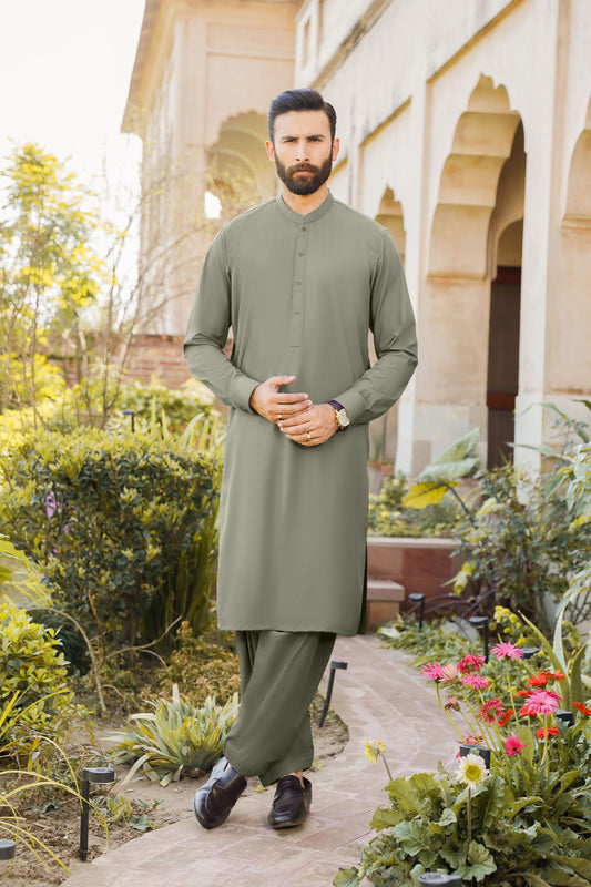 SHALWAR KAMEEZ FOR MEN | KHAKI GREEN