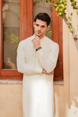 SHALWAR KAMEEZ FOR MEN | EGGSHELL WHITE - BOSKI