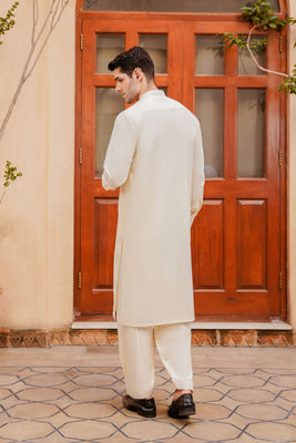 SHALWAR KAMEEZ FOR MEN | EGGSHELL WHITE - BOSKI