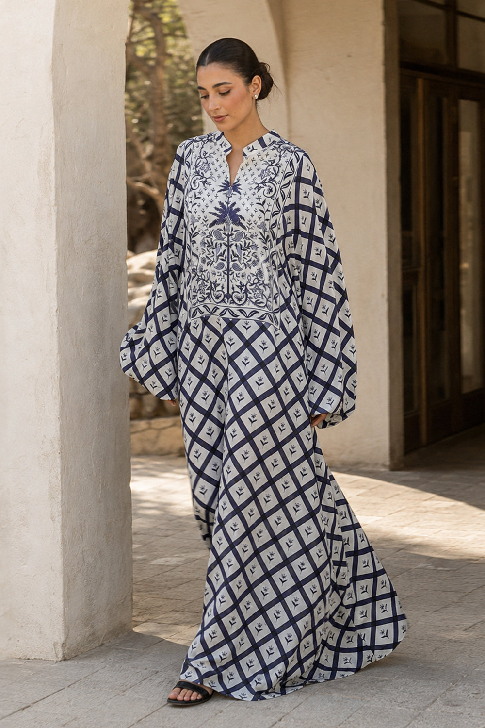 Indigo Lattice Kaftan