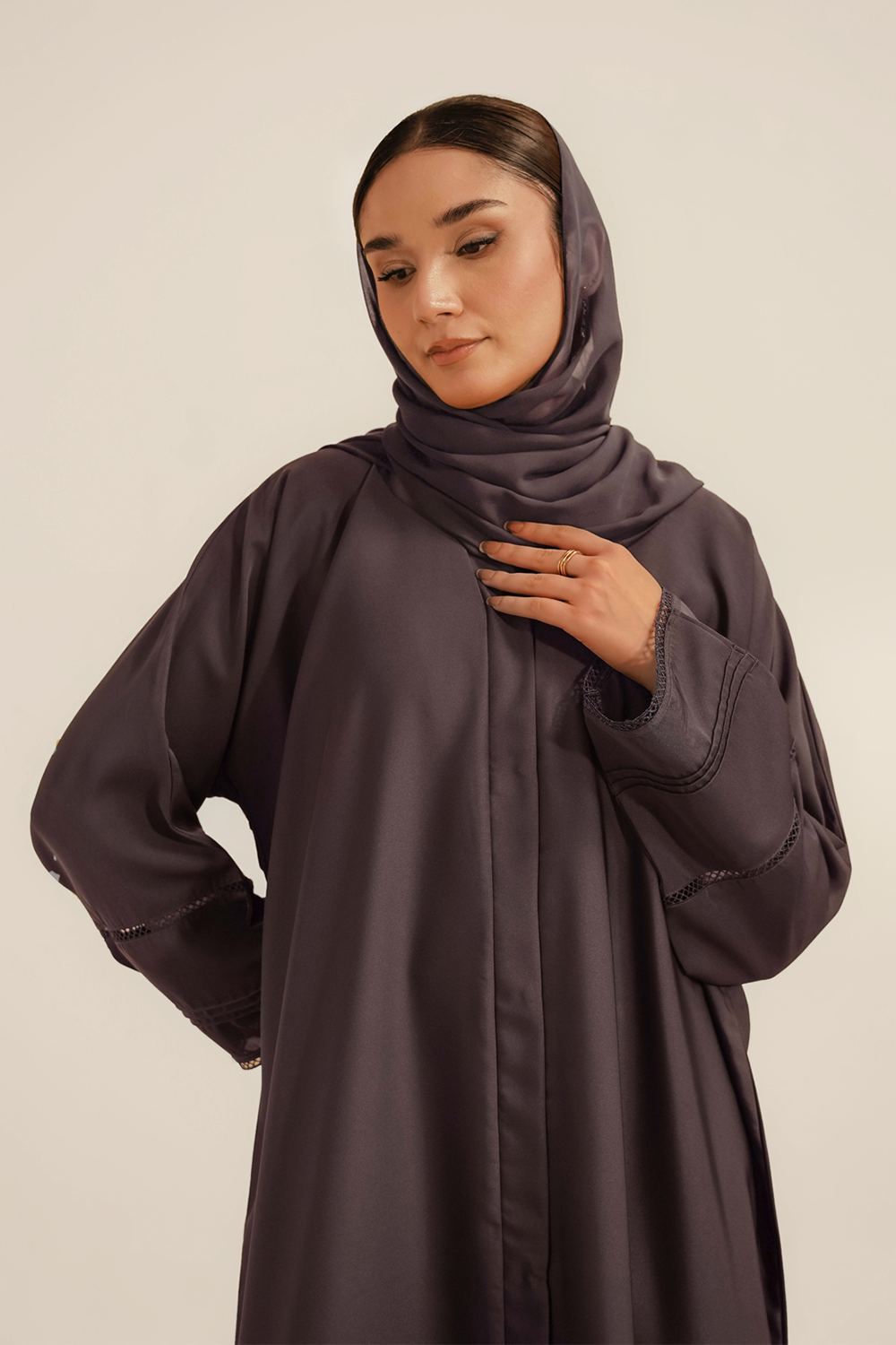 Basic Pleat Abaya Set | Lavender