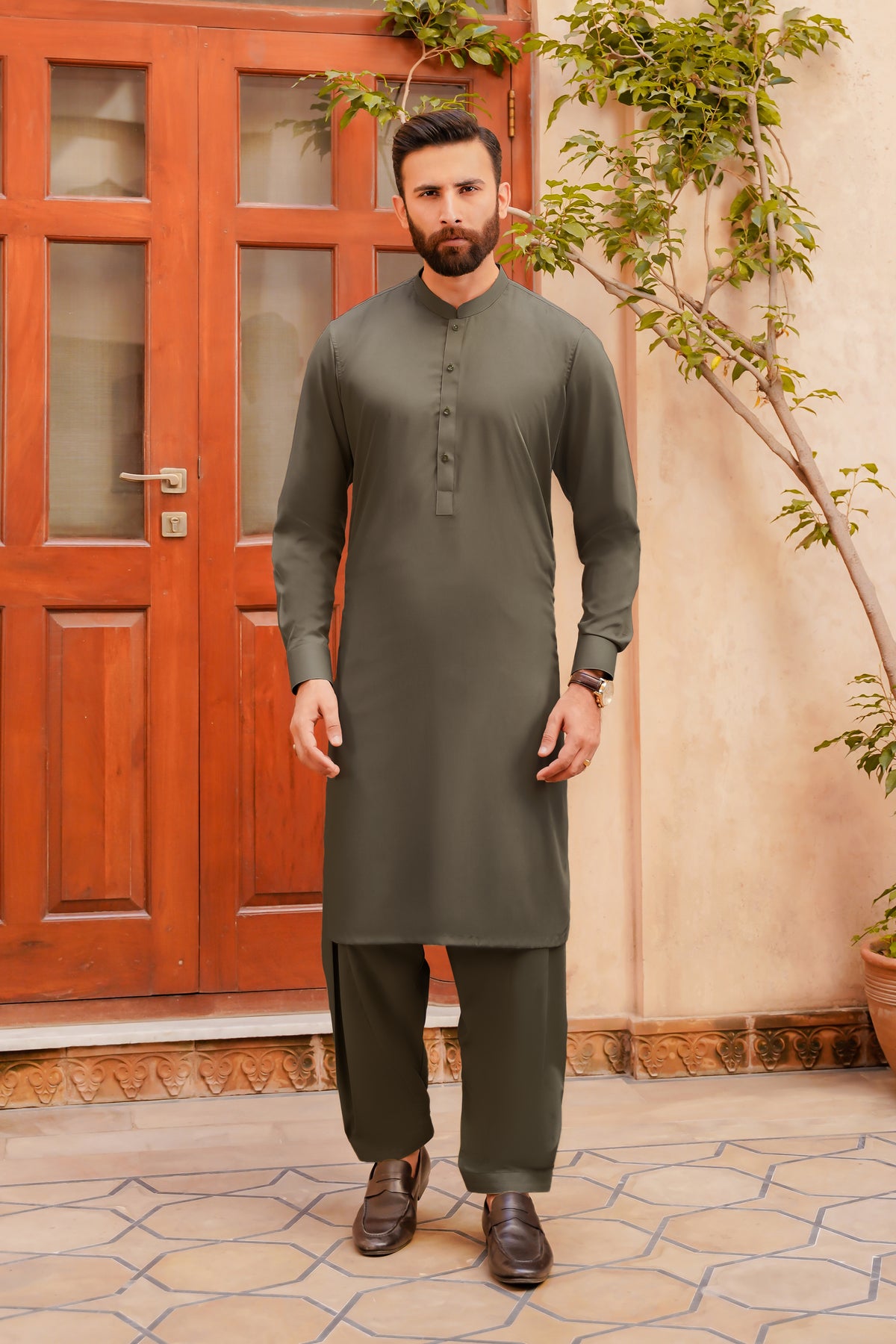 SHALWAR KAMEEZ FOR MEN | MOSS GREEN