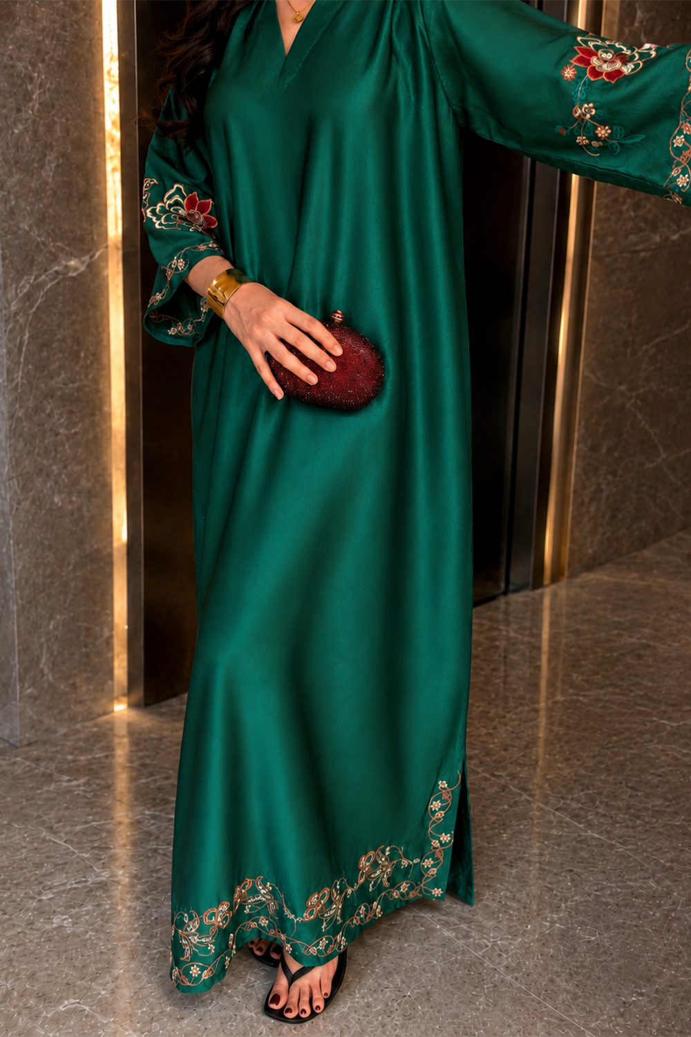 Emerald Bloom Kaftan