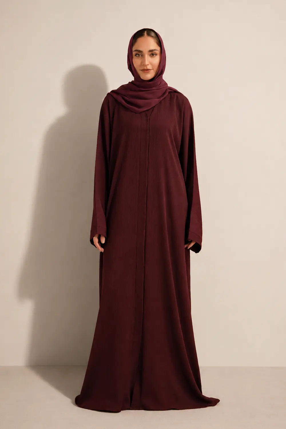 Textured Abaya Set | Maroon