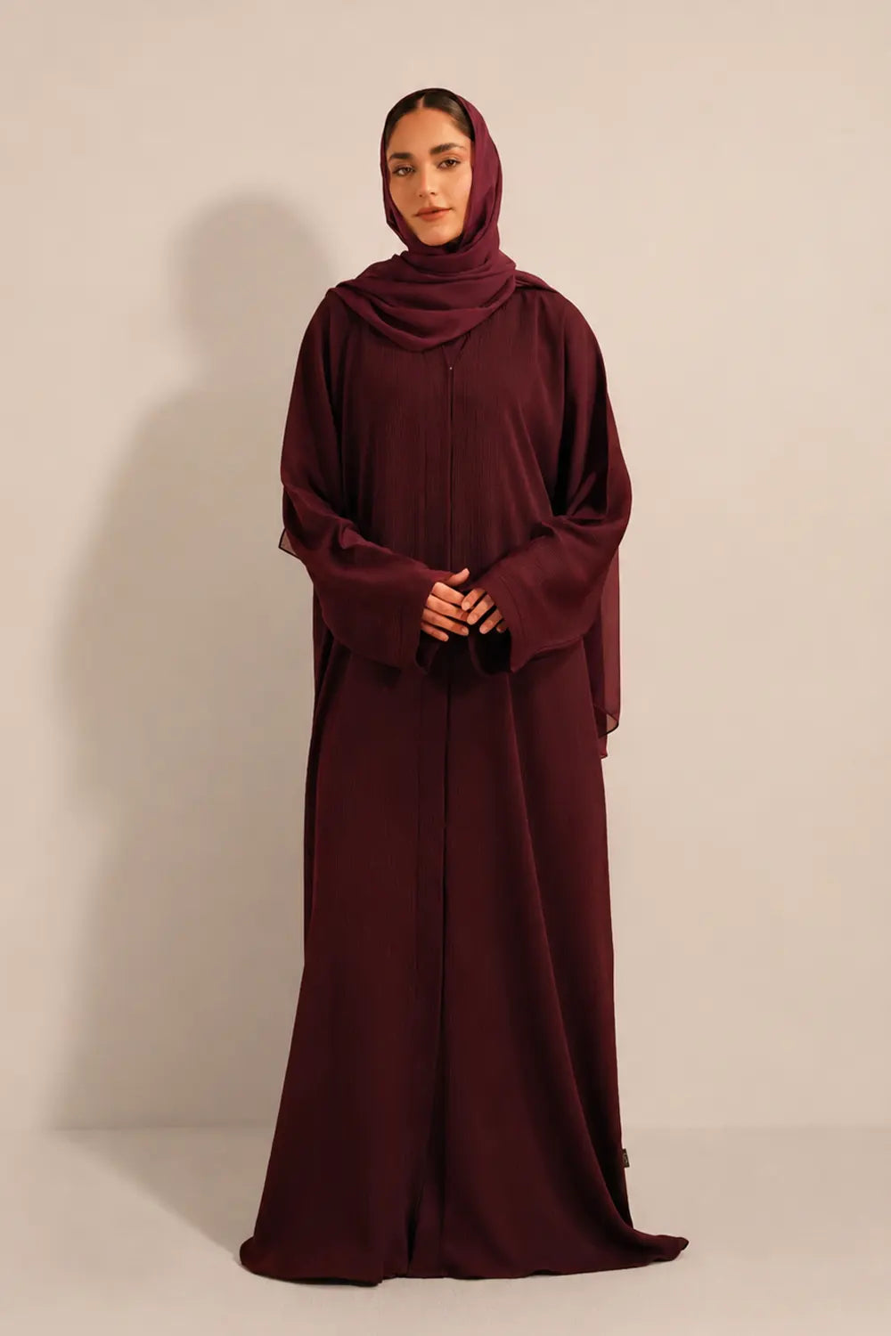 Textured Abaya Set | Maroon