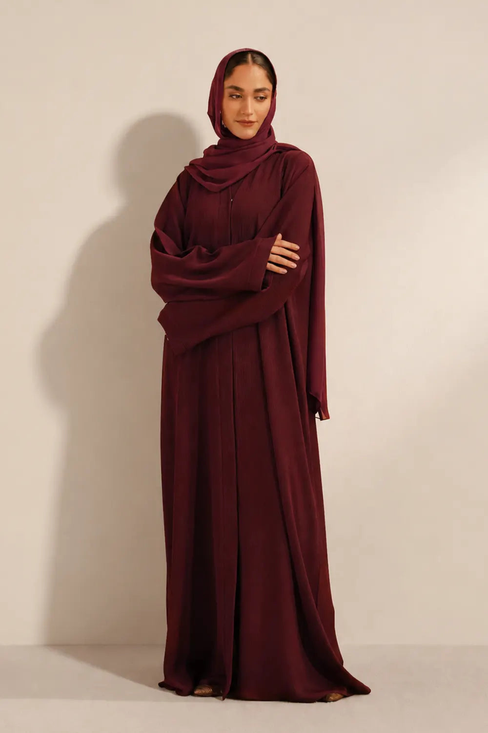 Textured Abaya Set | Maroon
