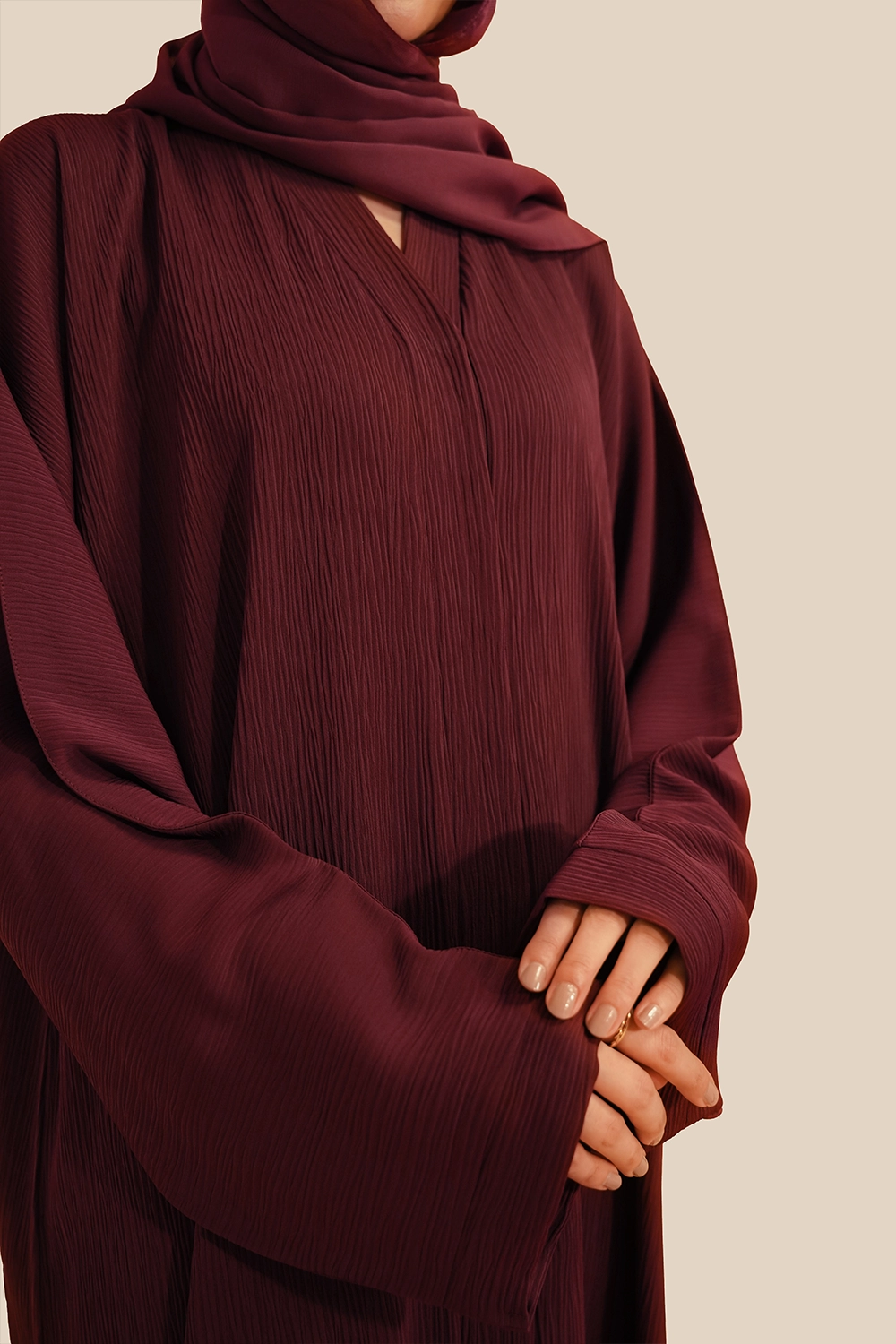 Textured Abaya Set | Maroon