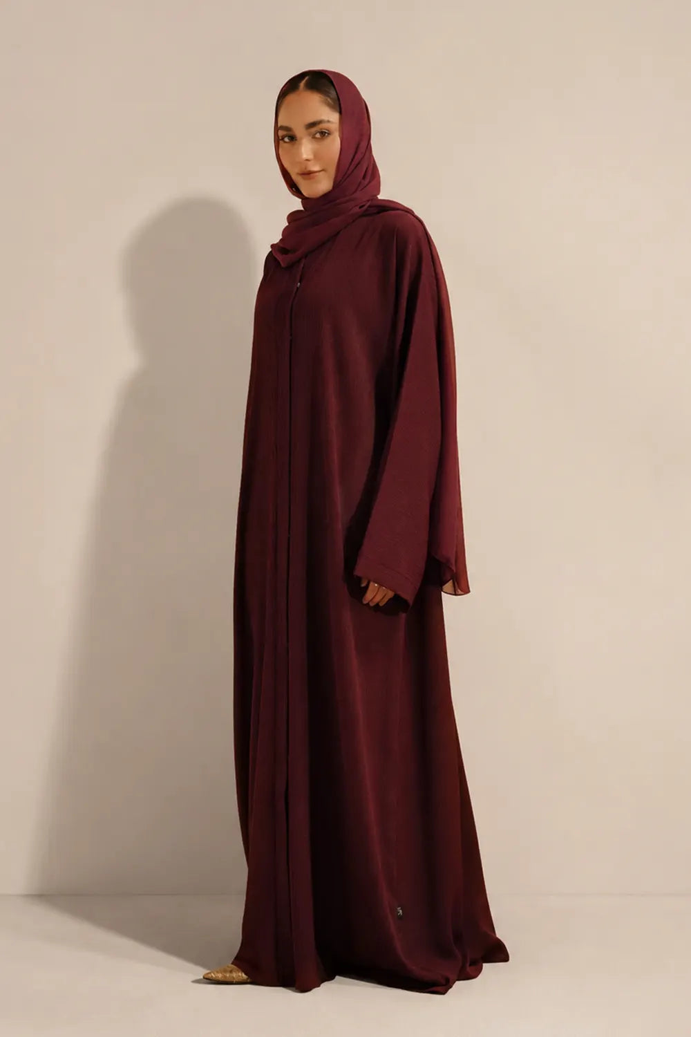 Textured Abaya Set | Maroon