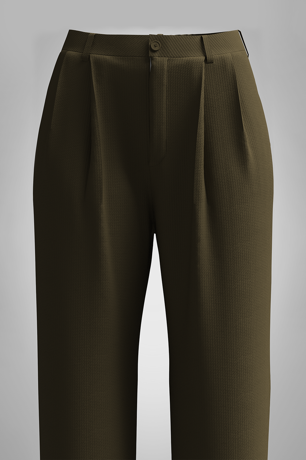 Pleated Olive Straight Pant