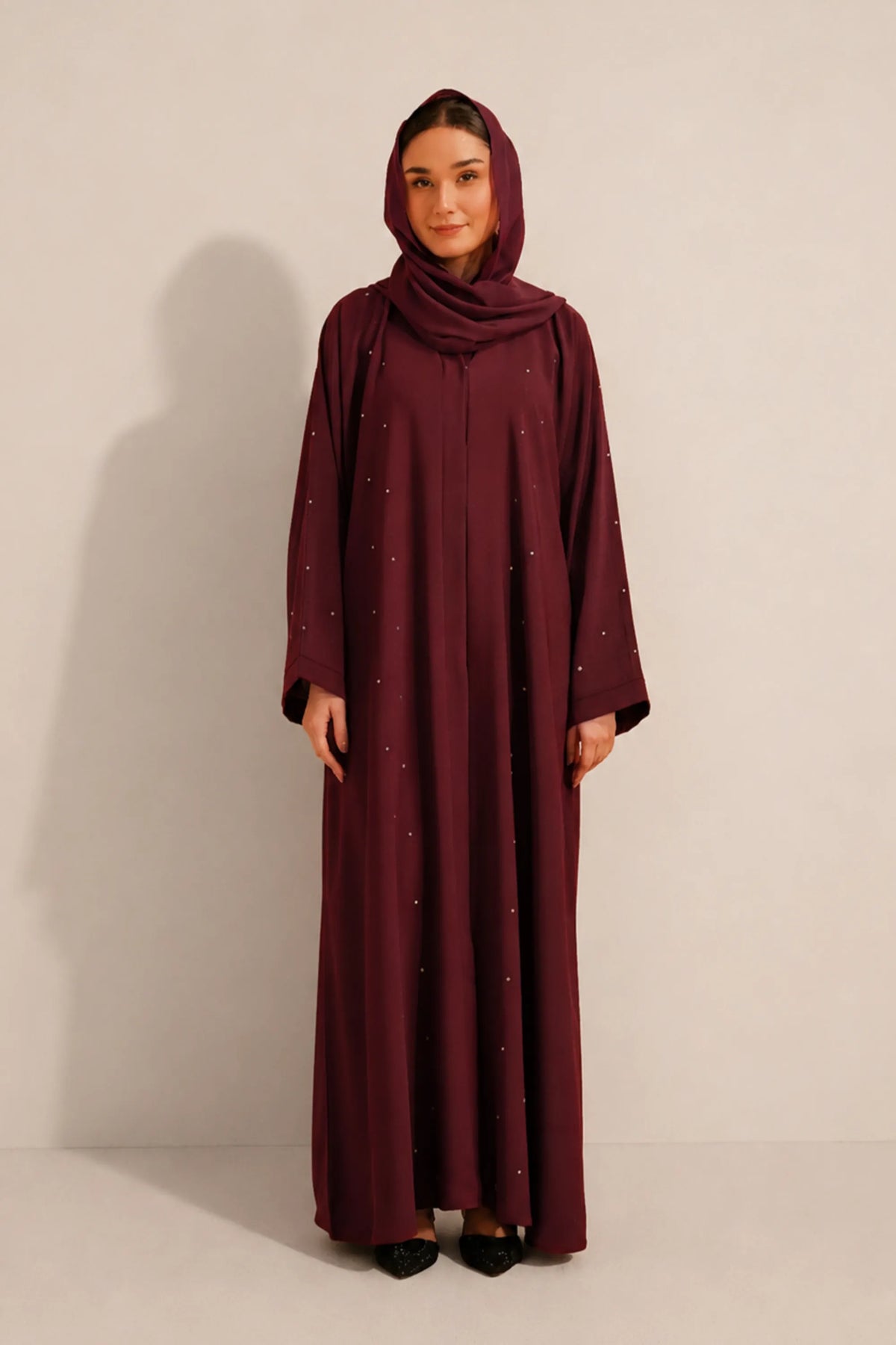 Embellished Abaya Set | Maroon