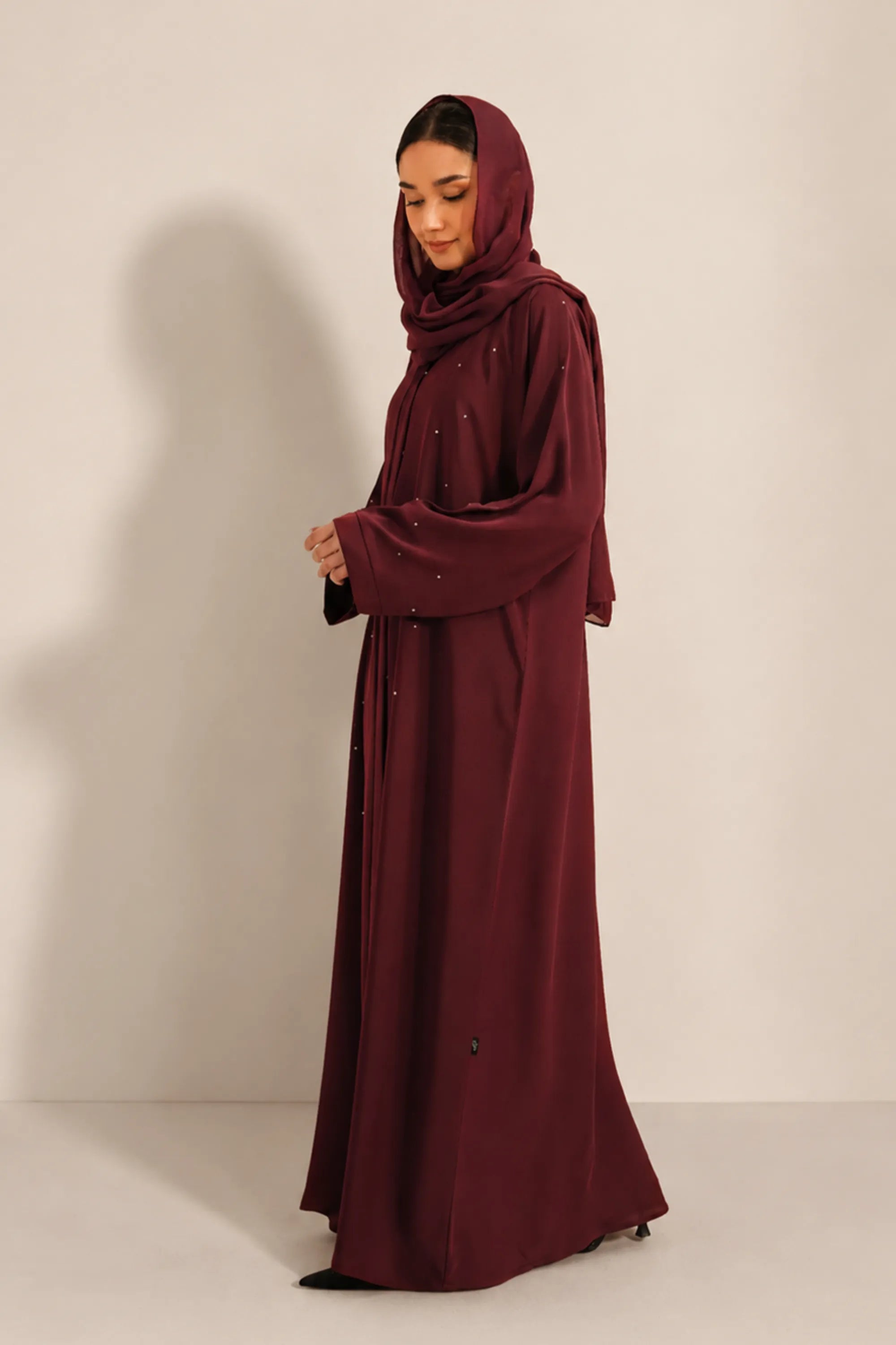 Embellished Abaya Set | Maroon