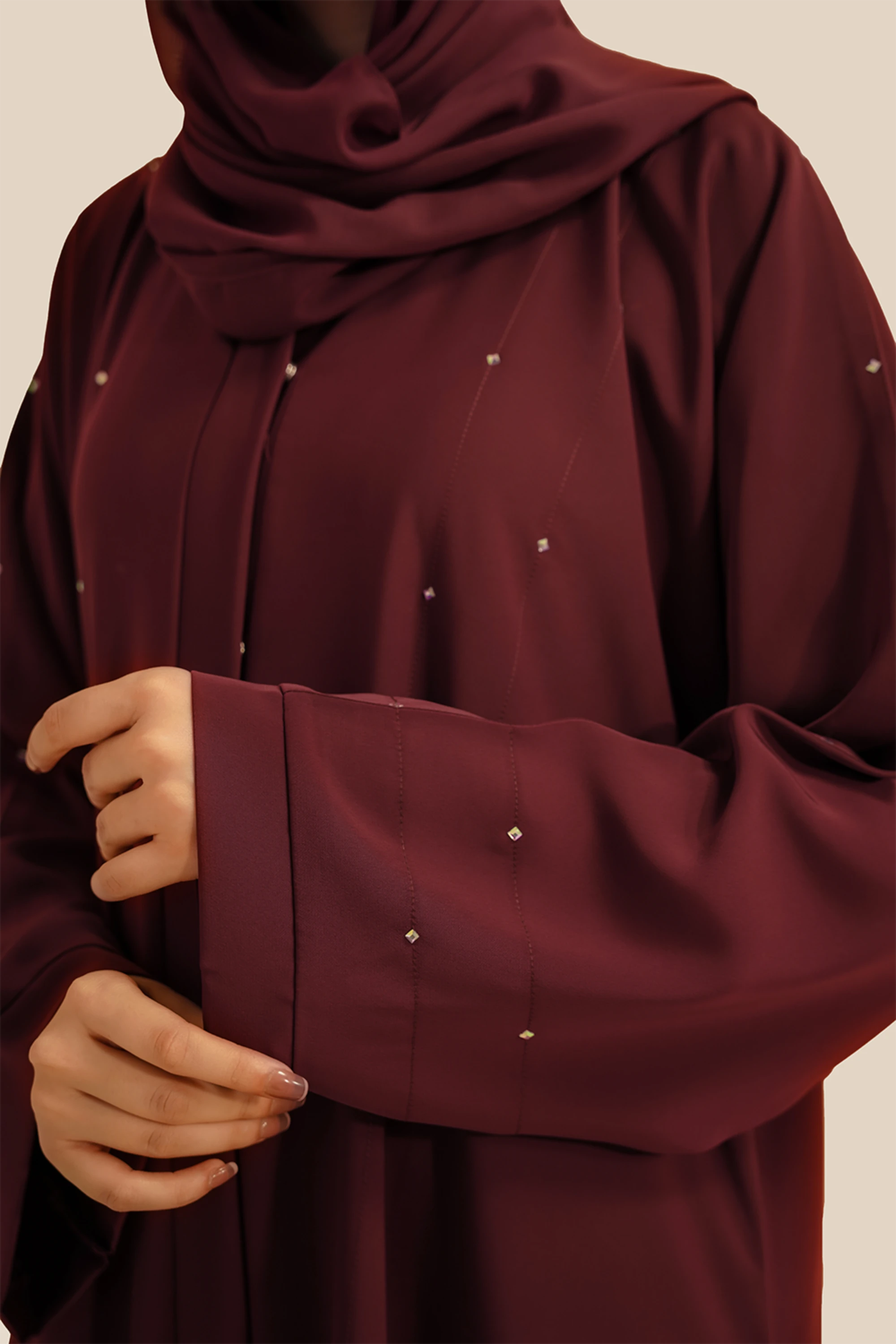 Embellished Abaya Set | Maroon