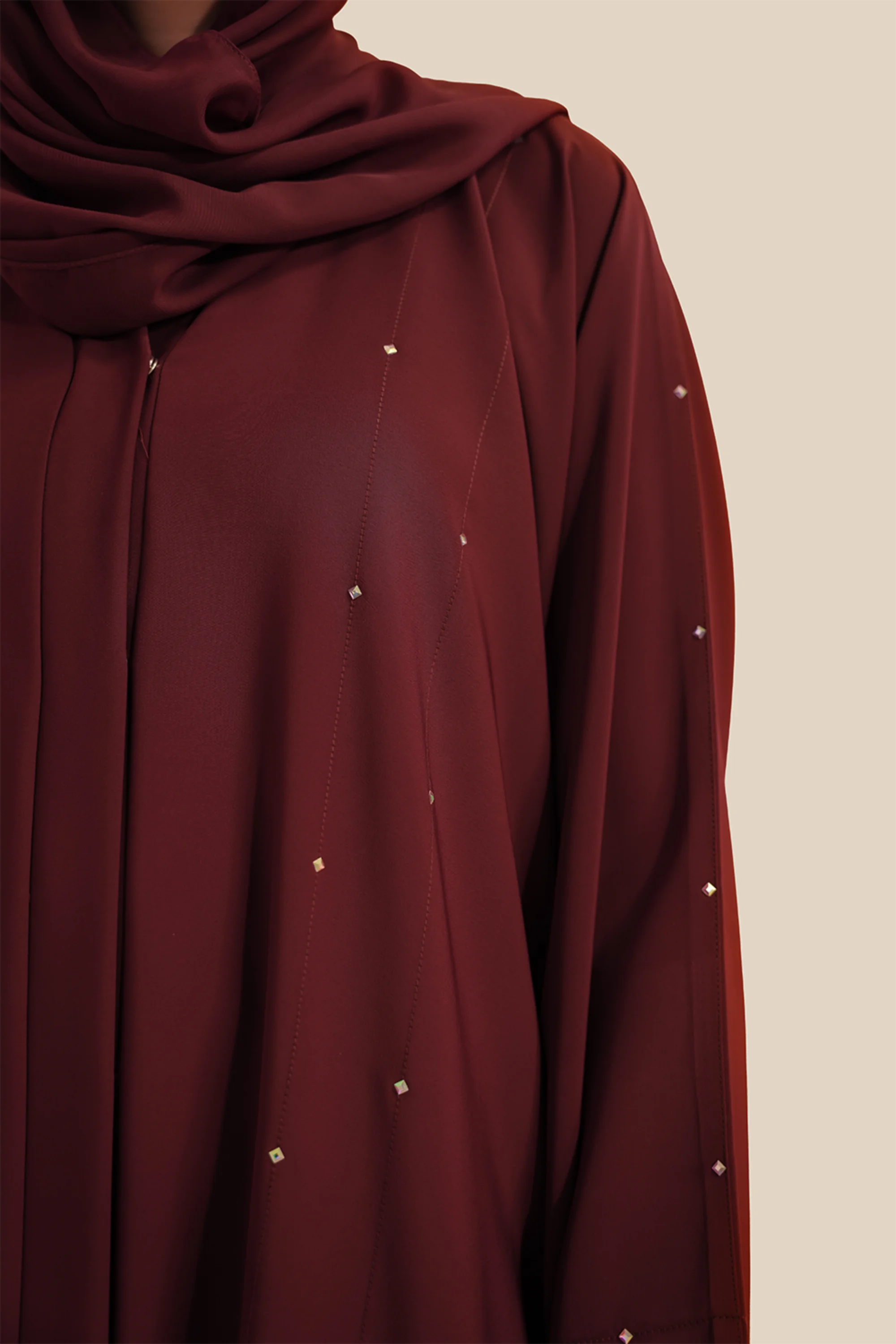 Embellished Abaya Set | Maroon