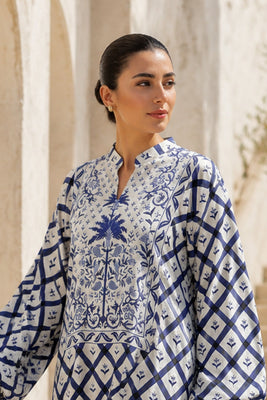 Indigo Lattice Kaftan
