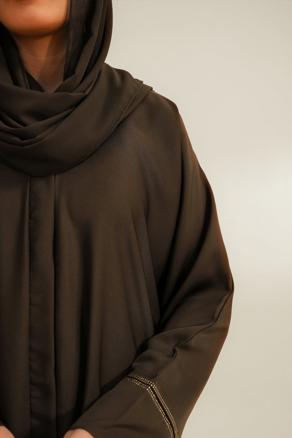 Basic Diamante Abaya | Brown