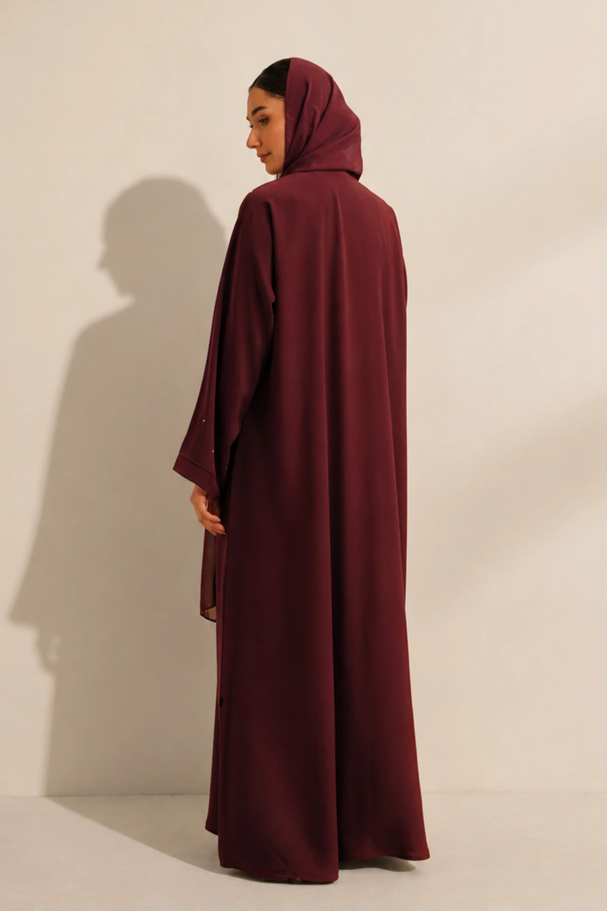 Embellished Abaya Set | Maroon