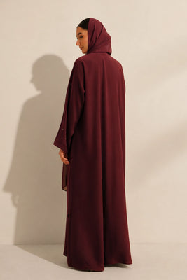 Embellished Abaya Set | Maroon