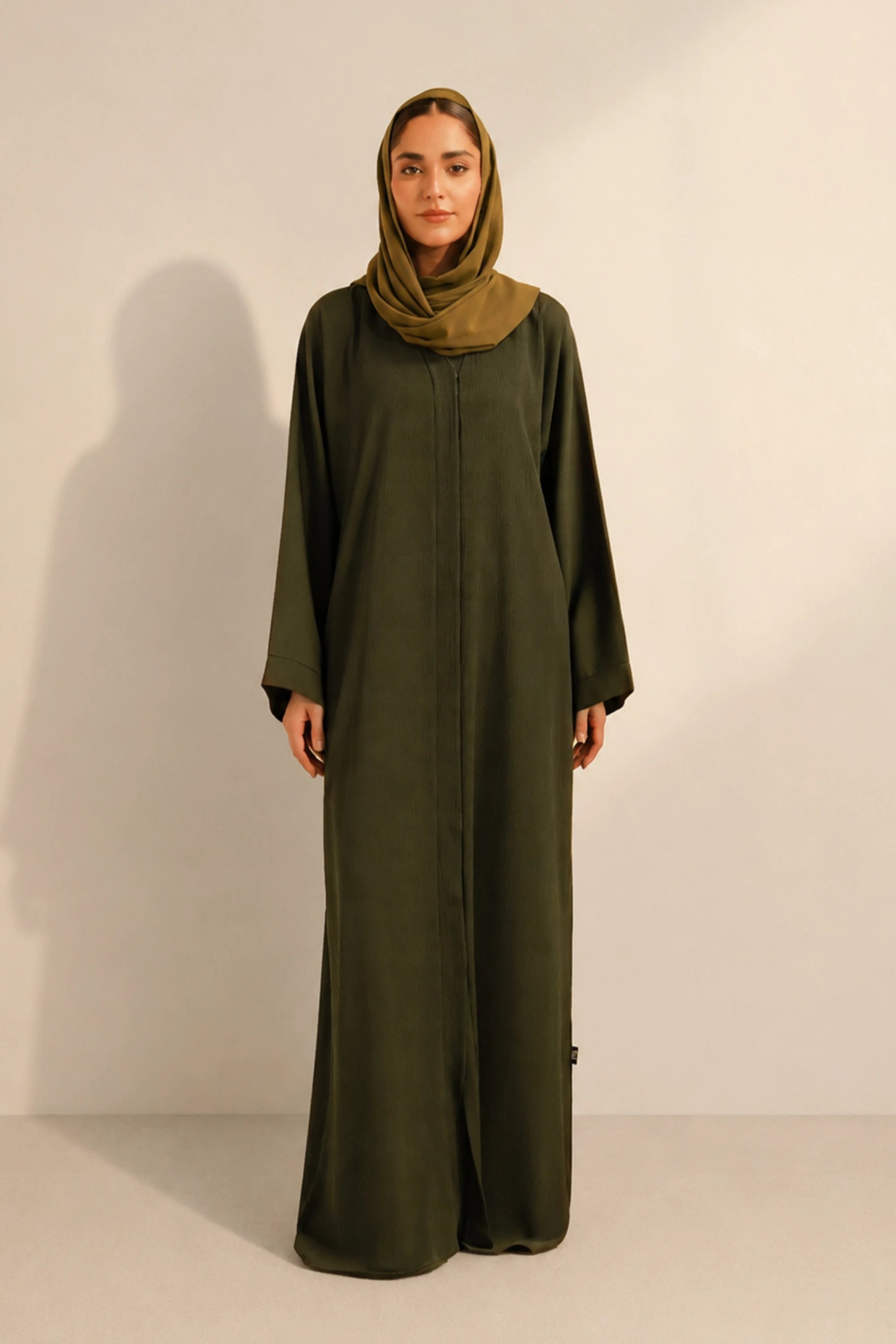 Textured Abaya Set | Olive