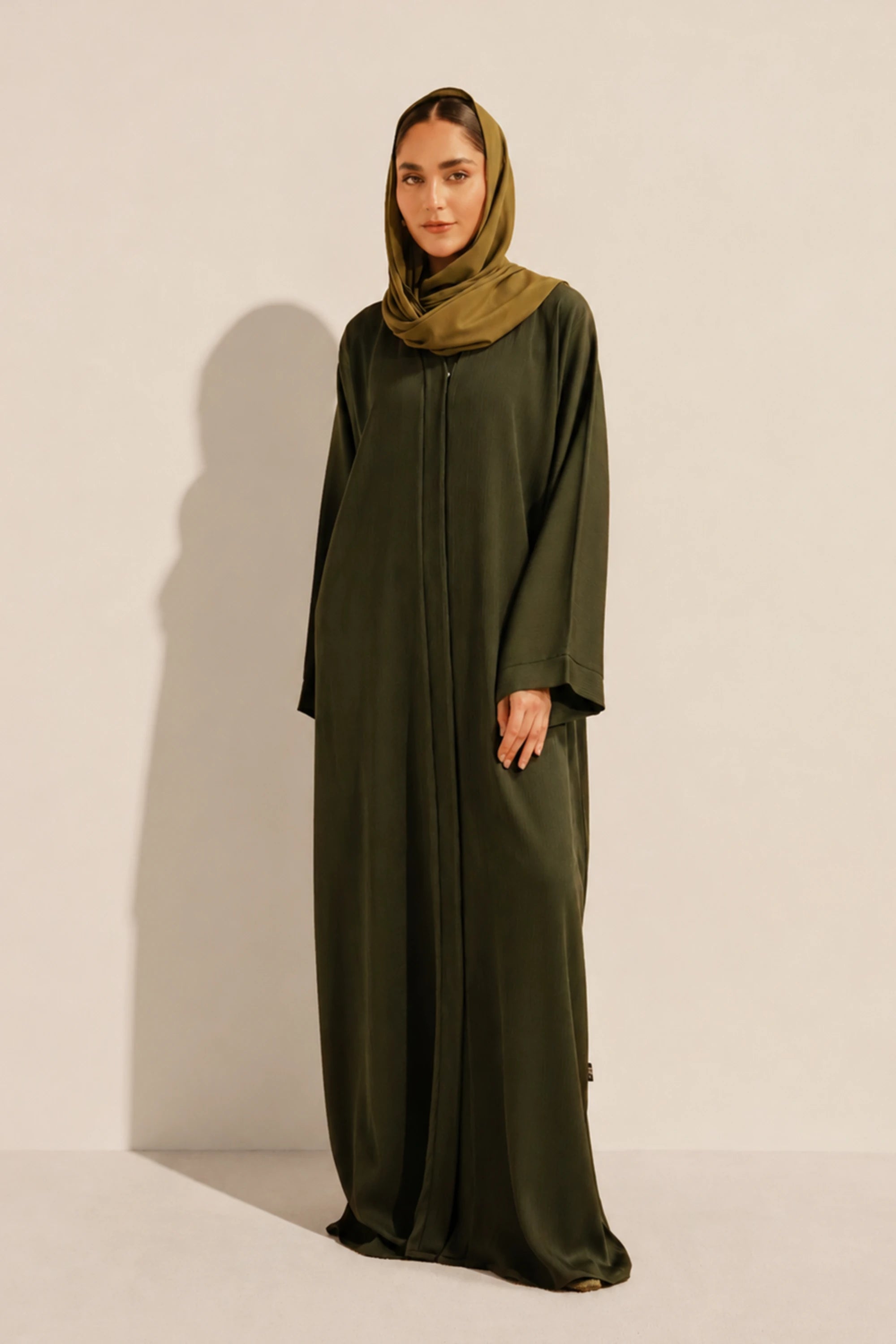 Textured Abaya Set | Olive