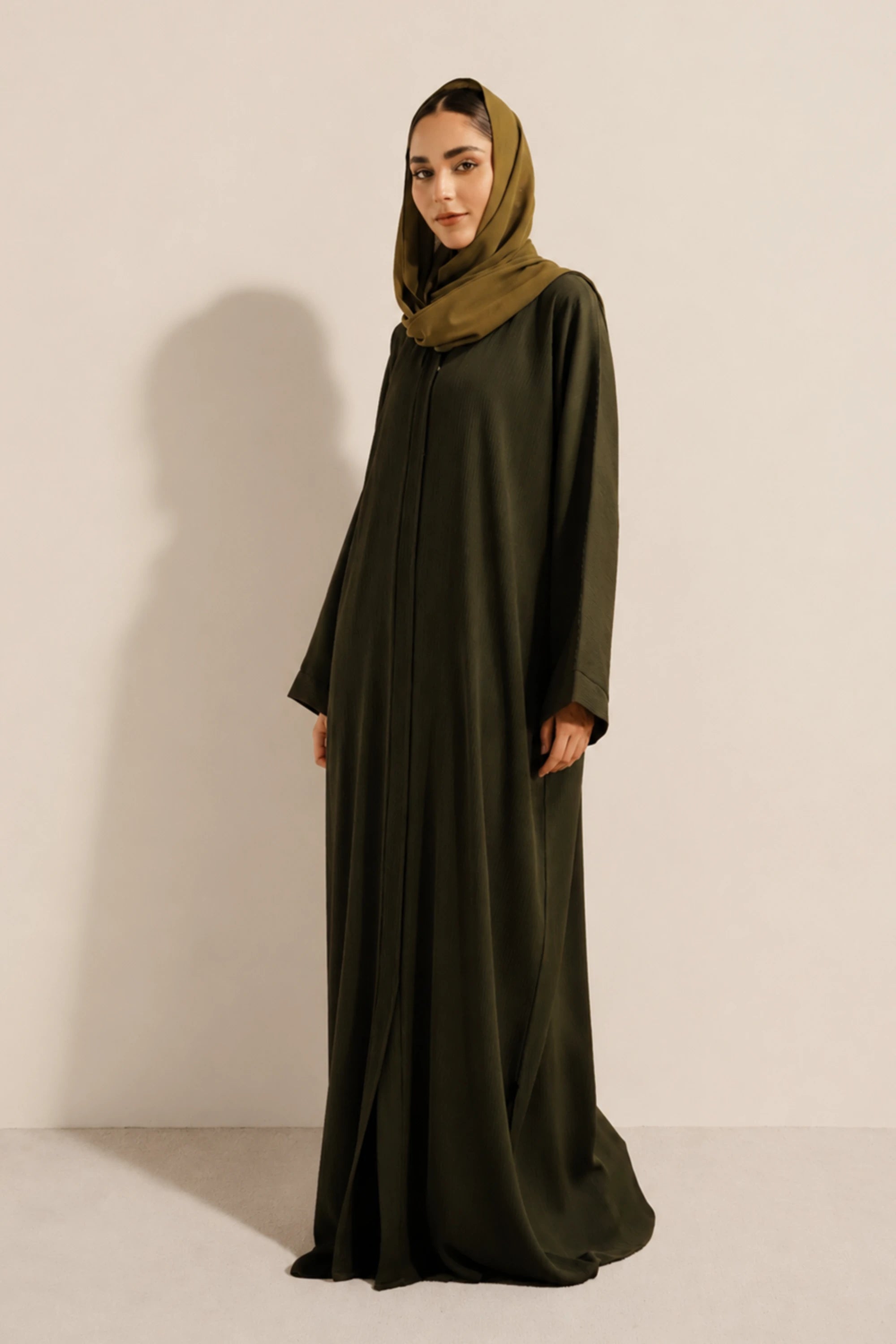 Textured Abaya Set | Olive