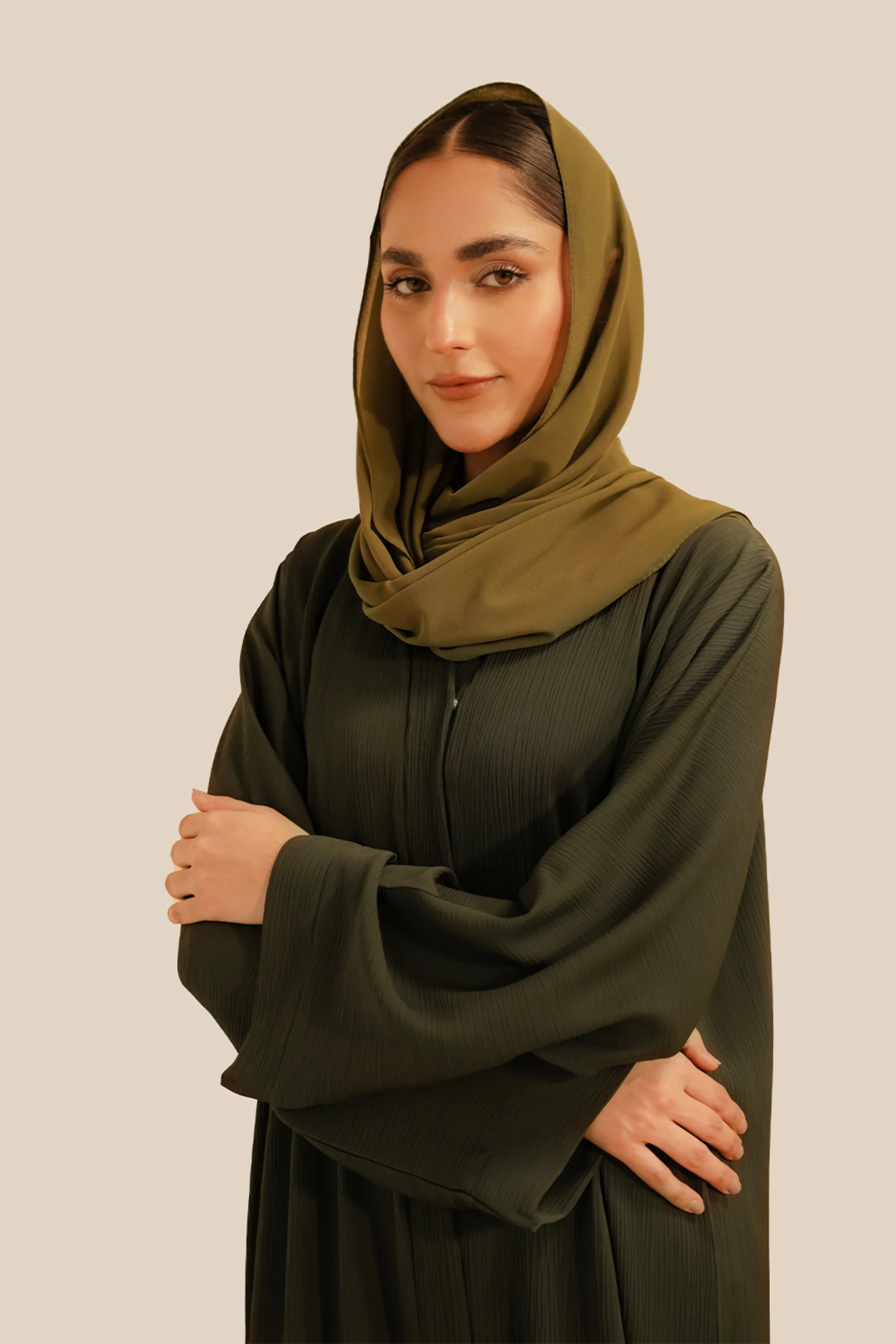Textured Abaya Set | Olive
