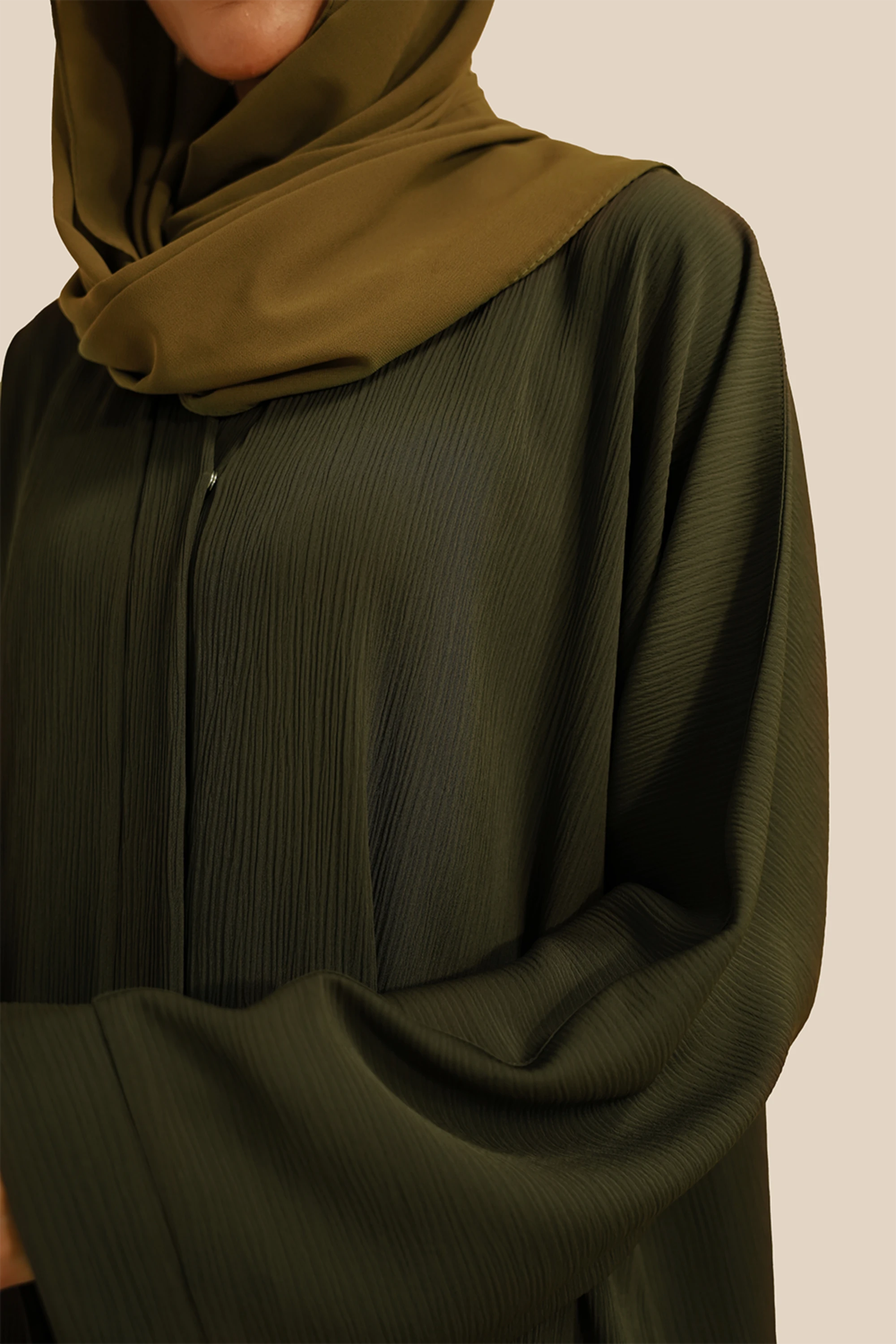 Textured Abaya Set | Olive
