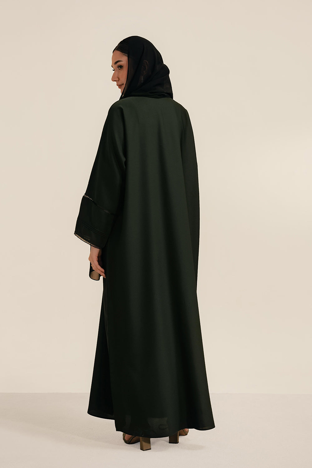 Basic Pleat Abaya Set | Dark Green