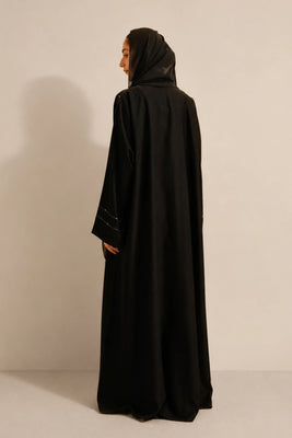 Embellished Hareer Abaya Set | Black