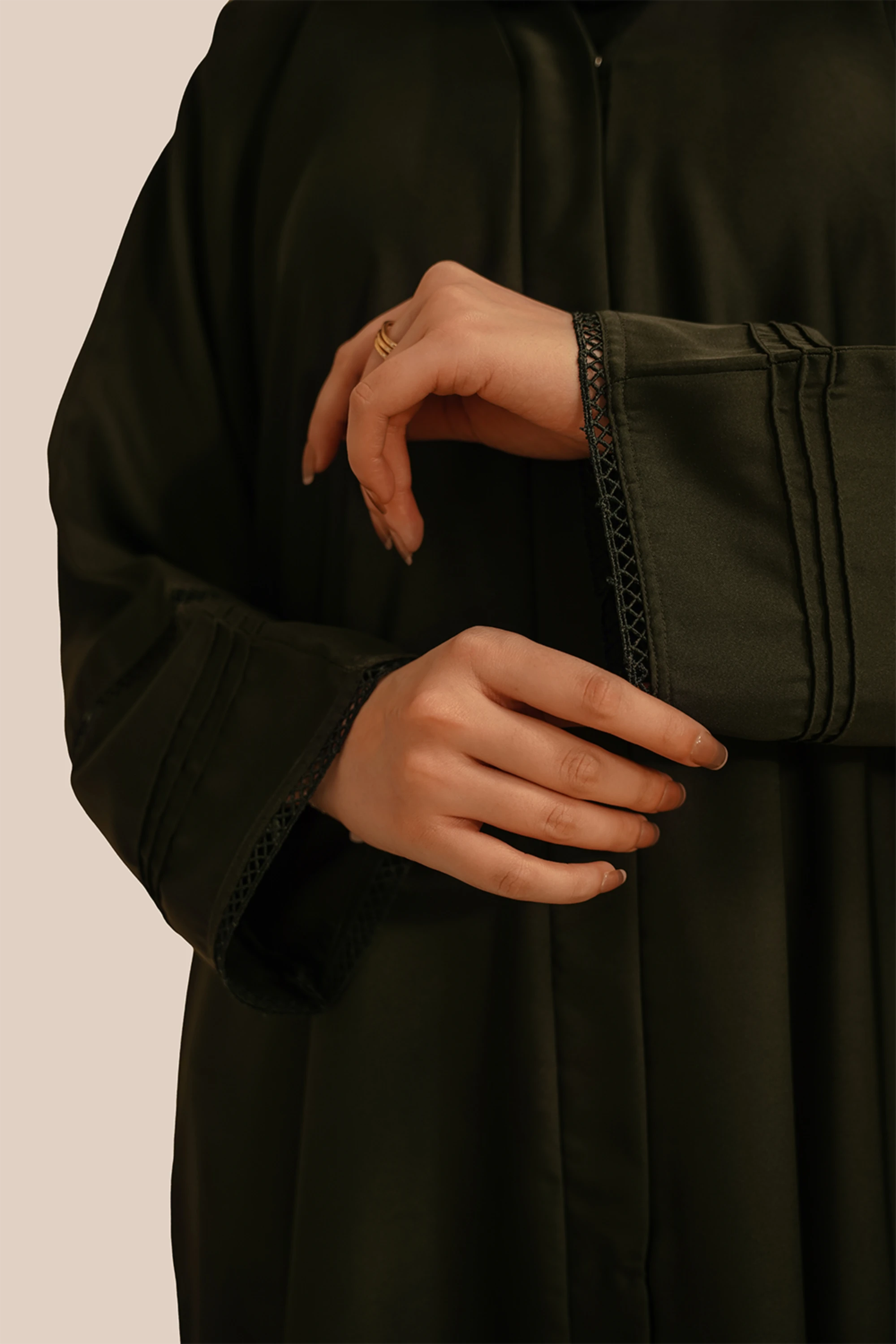 Basic Pleat Abaya Set | Dark Green