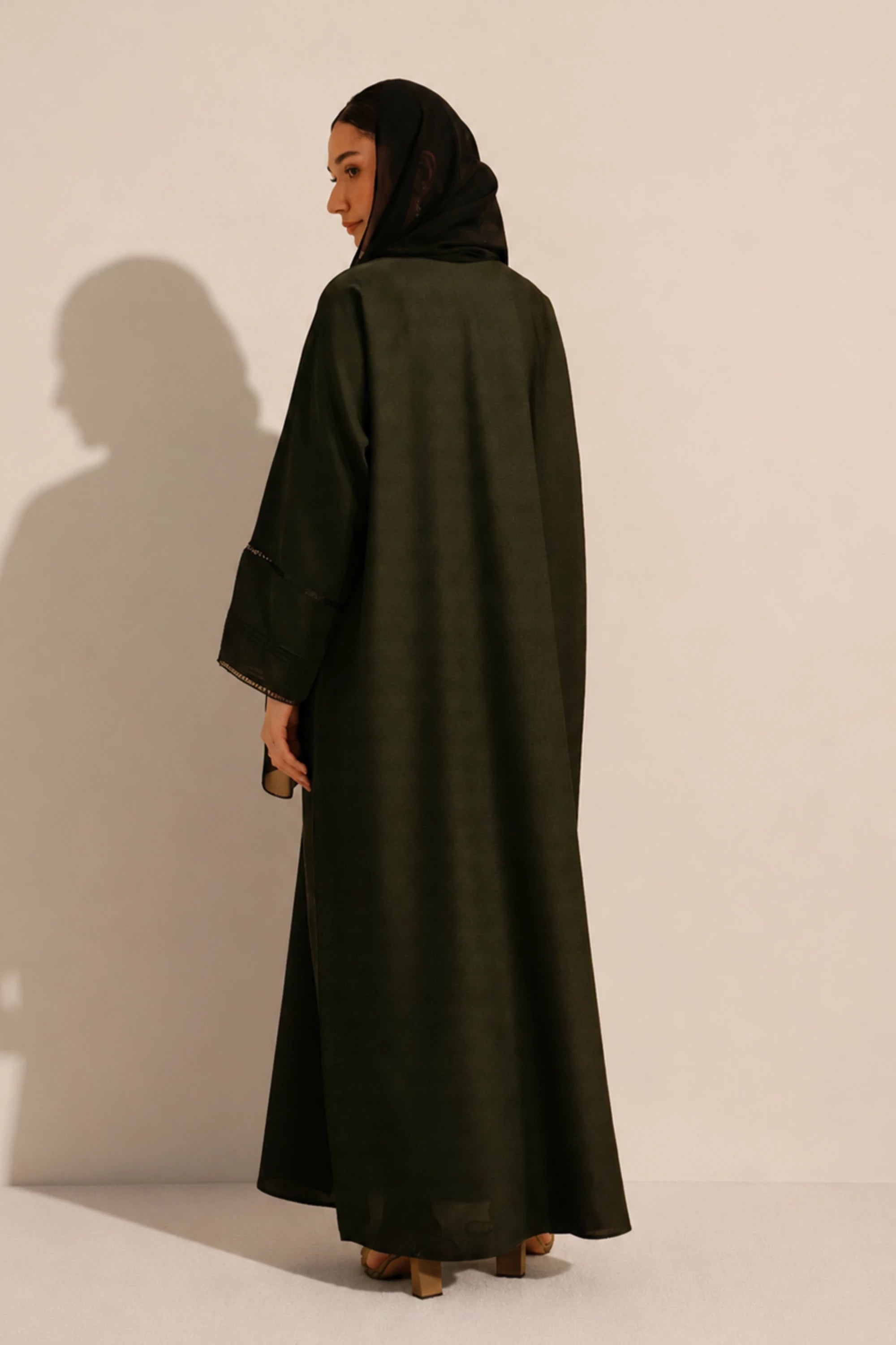 Basic Pleat Abaya Set | Dark Green
