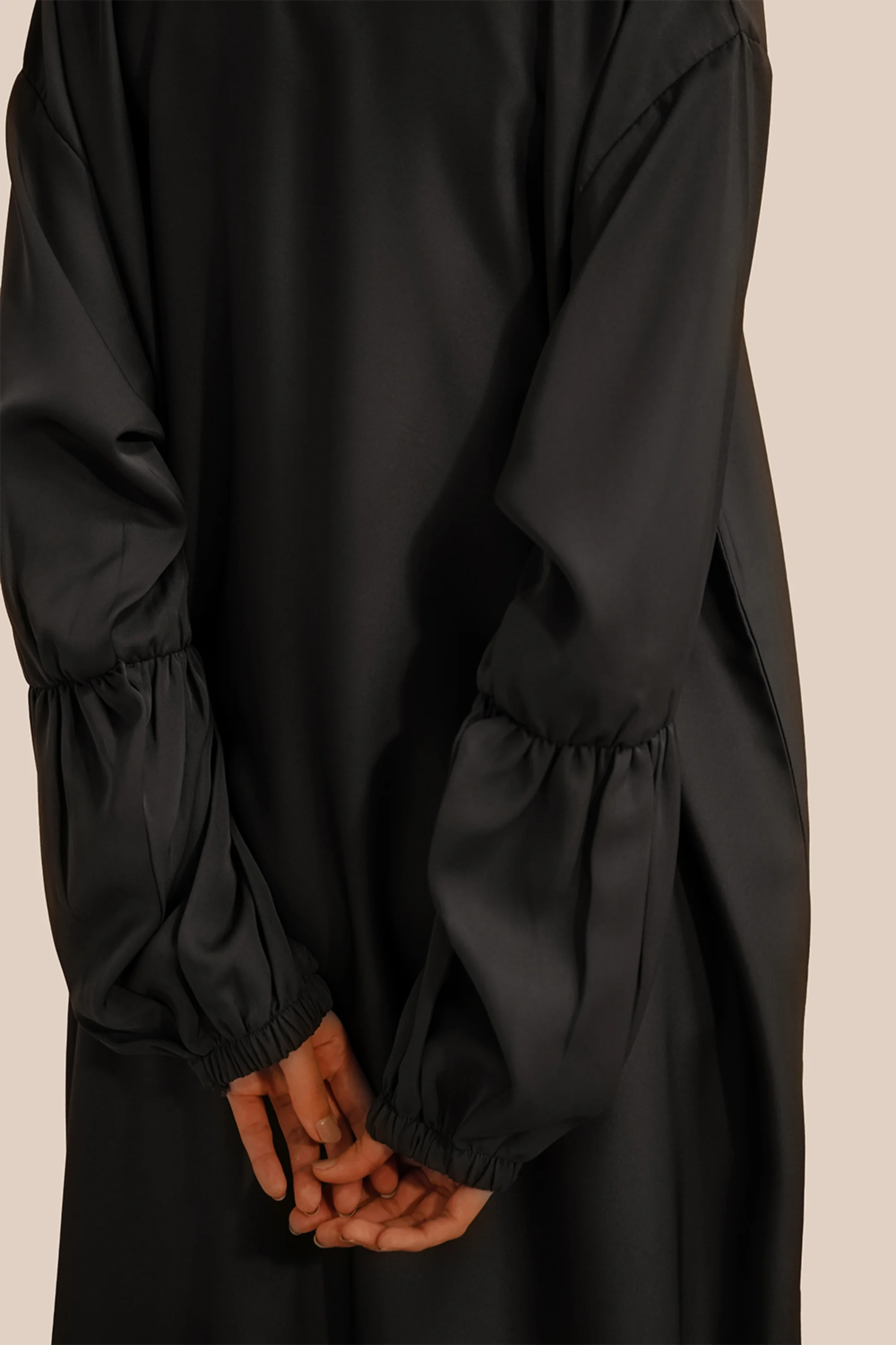 Basic Gathered Sleeves Abaya Set | Grey