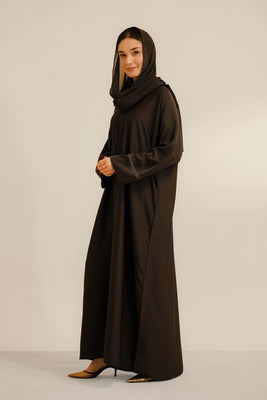 Basic Diamante Abaya Set | Brown
