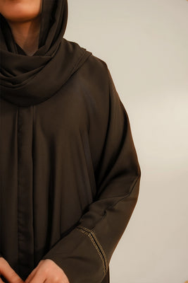 Basic Diamante Abaya Set | Brown