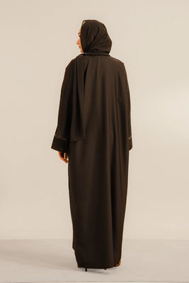 Basic Diamante Abaya Set | Brown