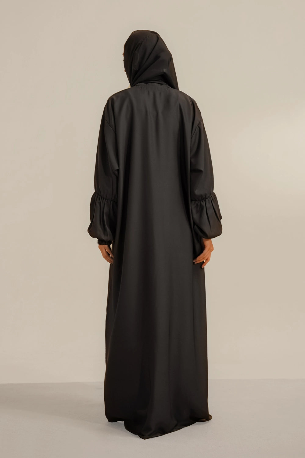 Basic Gathered Sleeves Abaya Set | Grey