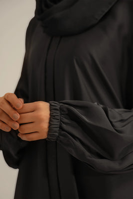 Basic Gathered Sleeves Abaya Set | Grey