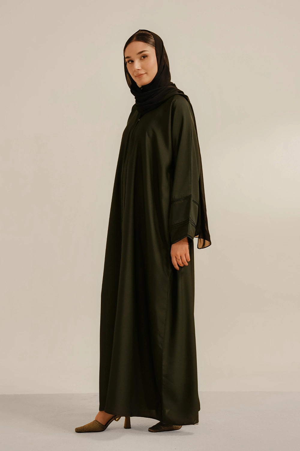 Basic Pleat Abaya Set | Dark Green