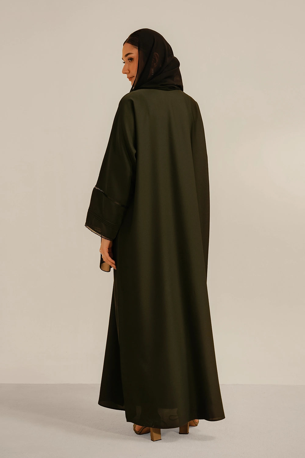 Basic Pleat Abaya Set | Dark Green